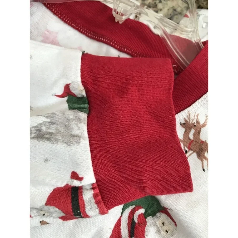 Pottery Barn Kids Heritage Santa Pajama Top Only Long Sleeve Organic cotton XL